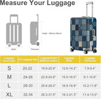 ANNA QUEEN Blue Patchwork Luggage Cover, Modern Grid Suitcase Protector - Image 4