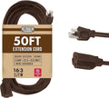 Brown Outdoor Extension Cord 50 ft, 16/3 Heavy Duty Cable by Cablectric