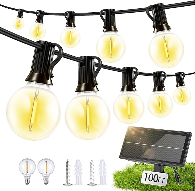 Solar Lights Outdoor Waterproof: G40 30M 100FT Shatterproof Bulbs Patio Lights by Unknown