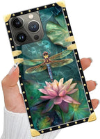 Compatible with iPhone 14 Pro Case, Colourful Dragonfly Pink Lily Pads Luxury - Image 6