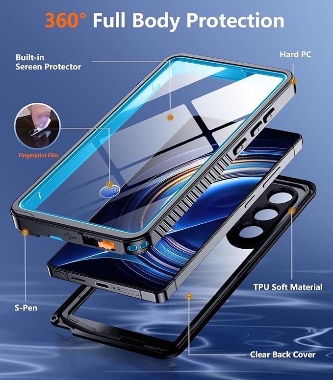 Temdan Designed for Samsung Galaxy S25 Ultra Case Waterproof, Built-in Lens & - Image 5