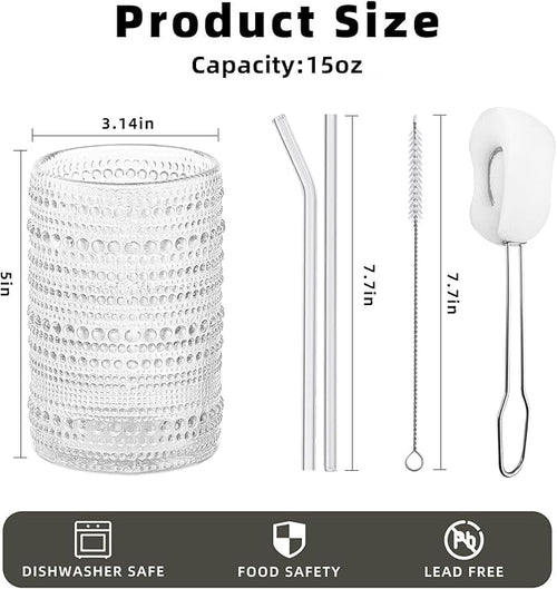 15 oz Clear Hobnail Drinking Glasses - Image 2