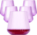 Lueumxc 40 Pack Plastic Ribbed Wine Glasses, 14Oz Origami Disposable Wine by Lueumxc