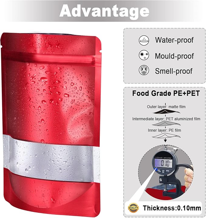 4.7"x7.8" 120pcs Mylar Bags for Food Storage, Smell Proof Bag - Image 5