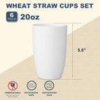 Wrova Wheat Straw Cups 6 Set of 6 Good Alternative to Plastic Reusable Cups 20 - Image 2