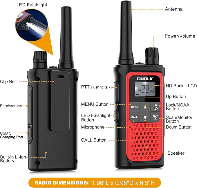 Rechargeable Walkie Talkies Long Range, 3 Pack Walkie Talkies - Image 7