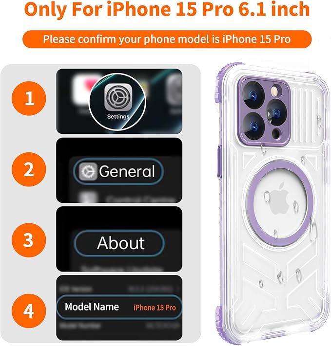 for iPhone 15 Pro Waterproof Case, IP68 Underwater Case Built-in Screen - Image 2
