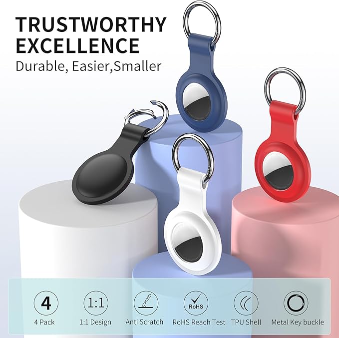 Compatible with AirTag Holder Case Keychain 2 Pack, - Image 5