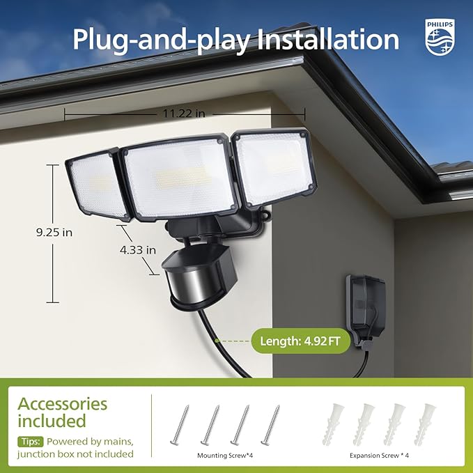Philips 36W Motion Sensor Security Lights Outdoor, 3800 LM LED Dusk to Dawn - Image 7