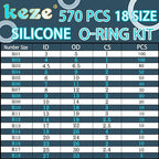 KEZE 660 PCS 18 Size Clear Silicone O Rings Assortment Kit and 14 Size Silicone - Image 2