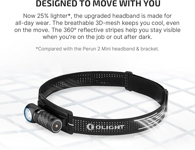 OLIGHT Perun 3 Mini Headlamp 920 Lumens LED Head Flashlight, Rechargeable - Image 5