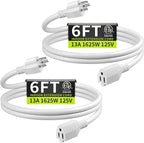 16/3 White Extension Cord 6 FT, Indoor Extension Cord by Seeklyze