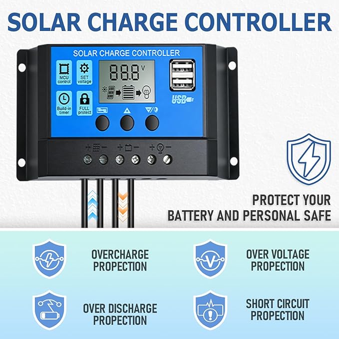 30W 12V/24V Solar Panel Kit, Monocrystalline Solar Battery Trickle Charger - Image 6