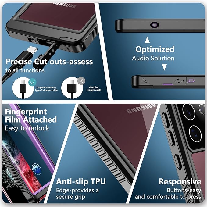 SPIDERCASE Designed for Samsung Galaxy S22 Ultra Case, Waterproof Built-in - Image 5