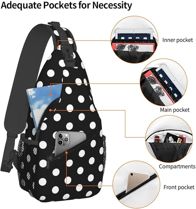 Polka Dot Crossbody Sling Bags for Women Men Abstract White Small Circle Dot on - Image 3