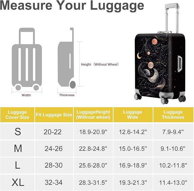 ANNA QUEEN Celestial Galaxy Luggage Cover, Moon & Stars Suitcase Protector - Image 4
