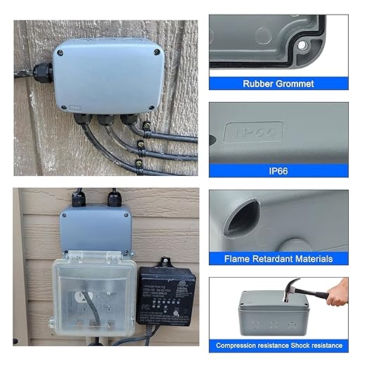 Nineleaf Waterproof Electrical Box, 3PK Outdoor Junction Boxes, IP66 External - Image 2