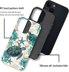 for iPhone 15 Plus Case, HH2 Ocean Sea Turtle Nautical Map Hybrid 2 Layer Hard - Image 3