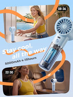 Handheld Portable Fan, 6-Speed Powerful Mini Personal Fan, Rechargeable 5000mAh - Image 3