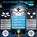 TANBABY 2 Pack LED Garage Lights, 150W Deformable Garage Light Bulb, Total - Image 2