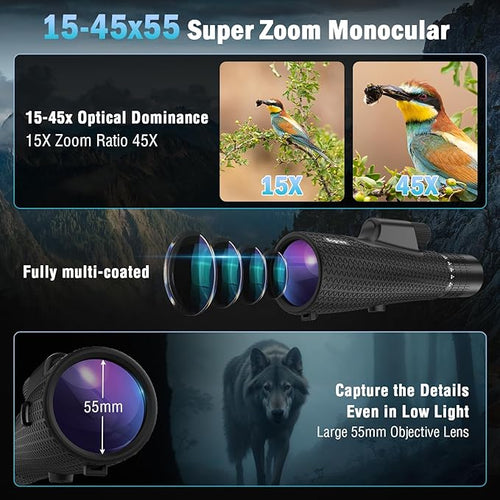15-45x55 Zoom Monocular Telescope-High Power Monocular - Image 2