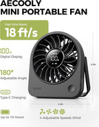 Aecooly Mini Portable USB Desk Fan, Small Enough to Hold 4.2 in Mighty Desktop - Image 9