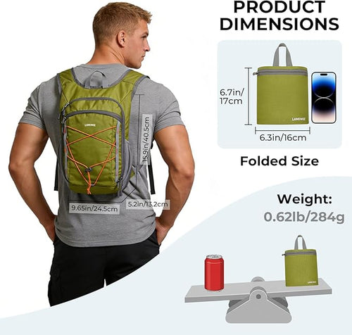 13L Small Hiking Backpack for Women Men, Lightweight Foldable Day pack - Image 2