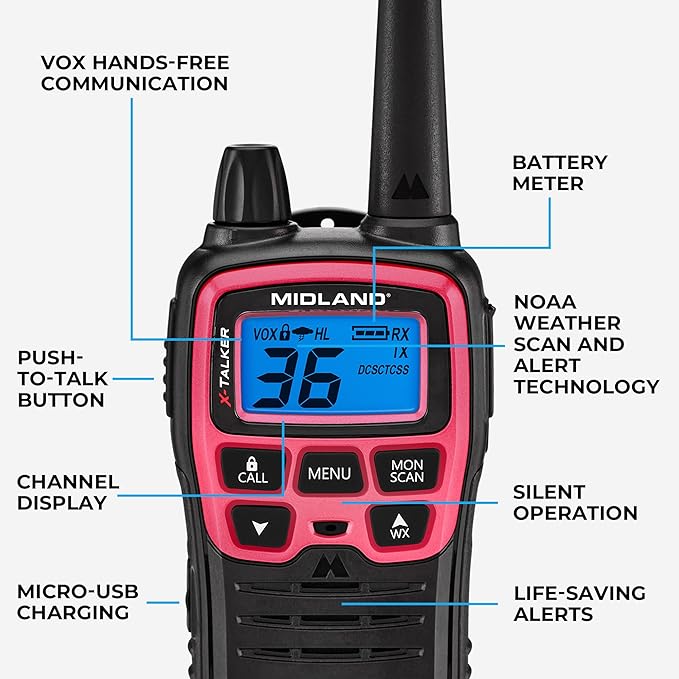 Midland T71PNK X-TALKER FRS Walkie Talkies - Image 4