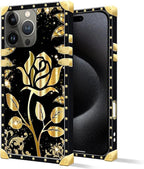 Compatible with iPhone 16 Pro Case, Shine Gold Rose Luxury Golden Decoration - Image 2