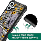 for iPhone 16 Plus Case, Cute Little Elephant Sunflower White Line Art Pattern - Image 6