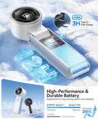 KIMMOO 2 Pack White Portable Handheld Turbo Fan-100 Speeds, Powerful 20000 RPM - Image 5