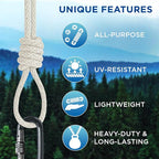 TECEUM 500lb Cotton Rope 3/16” – 100 FT – Strong All-Purpose Braided Rope – - Image 4