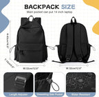 PAUBACK Black School Backpack for Girls Women Waterproof High School Book Bag - Image 3