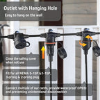 50FT Black Outdoor Extension Cord, Evenly Spaced 6 Outlets Plugs - Image 6