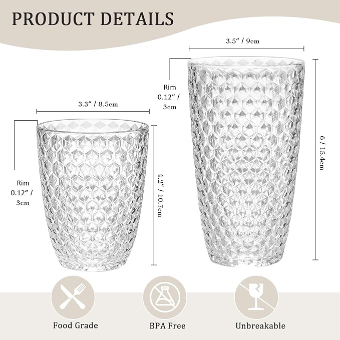BELLAFORTE Shatterproof Plastic Tumbler Set – Laguna Beach 19oz Tall & 12oz - Image 6