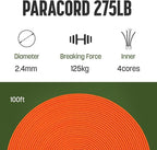 2.4mm Paracord 275LBS 100FT Rope Cord - Image 2