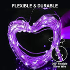 JMEXSUSS 2 Pack Solar Fairy Lights Outdoor, 33ft 100 LED Purple Christmas Lights - Image 7
