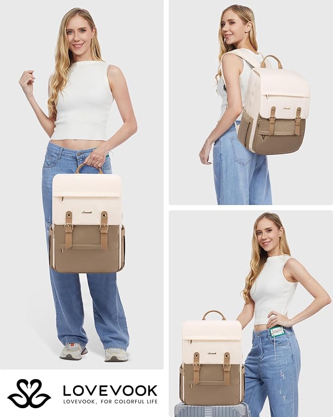 LOVEVOOK Laptop Backpack for Women Vintage Travel Backpack Purse Airline - Image 6