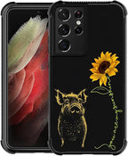 for Samsung Galaxy S21 Ultra Case, Pig Sunflower Yellow Sunshine Pattern by FKBRCL4U