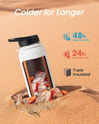 Coolflask Water Bottle with Straw, 40 oz Insulated Metal Water Flask with Straw - Image 2
