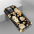 Compatible with iPhone 14 Pro Case, Blooming Rose Golden Flower Luxury Golden - Image 5