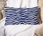 EKOBLA Zebra Stripe 12x20 Pillow Case Distressed Navy Blue White Animal Skin by EKOBLA