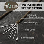 TECEUM 5/32" Paracord Rope 1000 – 1000ft / 200ft / 100ft / 50ft – Tactical - Image 2