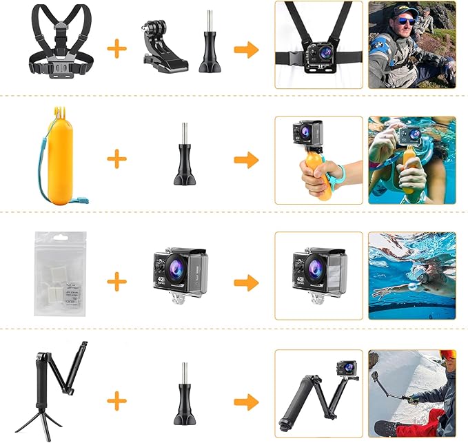 Action Camera Accessories Kits Bundle, Floating Handle Grip/Selfie Stick Tripod - Image 6