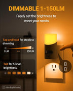 Lyridz Amber Night Light with Motion Sensor, 1-150LM Dimmable Plug-in - Image 2