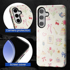 for Samsung Galaxy S24 Case, HL2 Aesthetic Bow Preppy Collage Hybrid 2 Layer - Image 4
