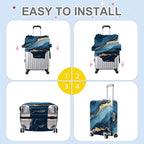 ANNA QUEEN Blue Marble Luggage Cover, Modern Gold Vein Abstract Design Suitcase - Image 6