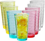 BPA-Free Plastic Tumblers 8 Pack | Reusable Dishwasher Safe | Stackable by AKMQYM