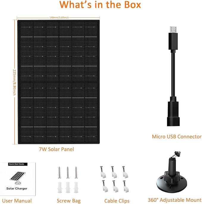 Zivif Solar Panel for Security Camera, 7W Solar Charger - Image 7