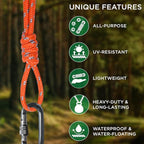 TECEUM Rope – 150 Feet x 1/4 Inch – Orange Gray – Strong All-Purpose Utility - Image 4